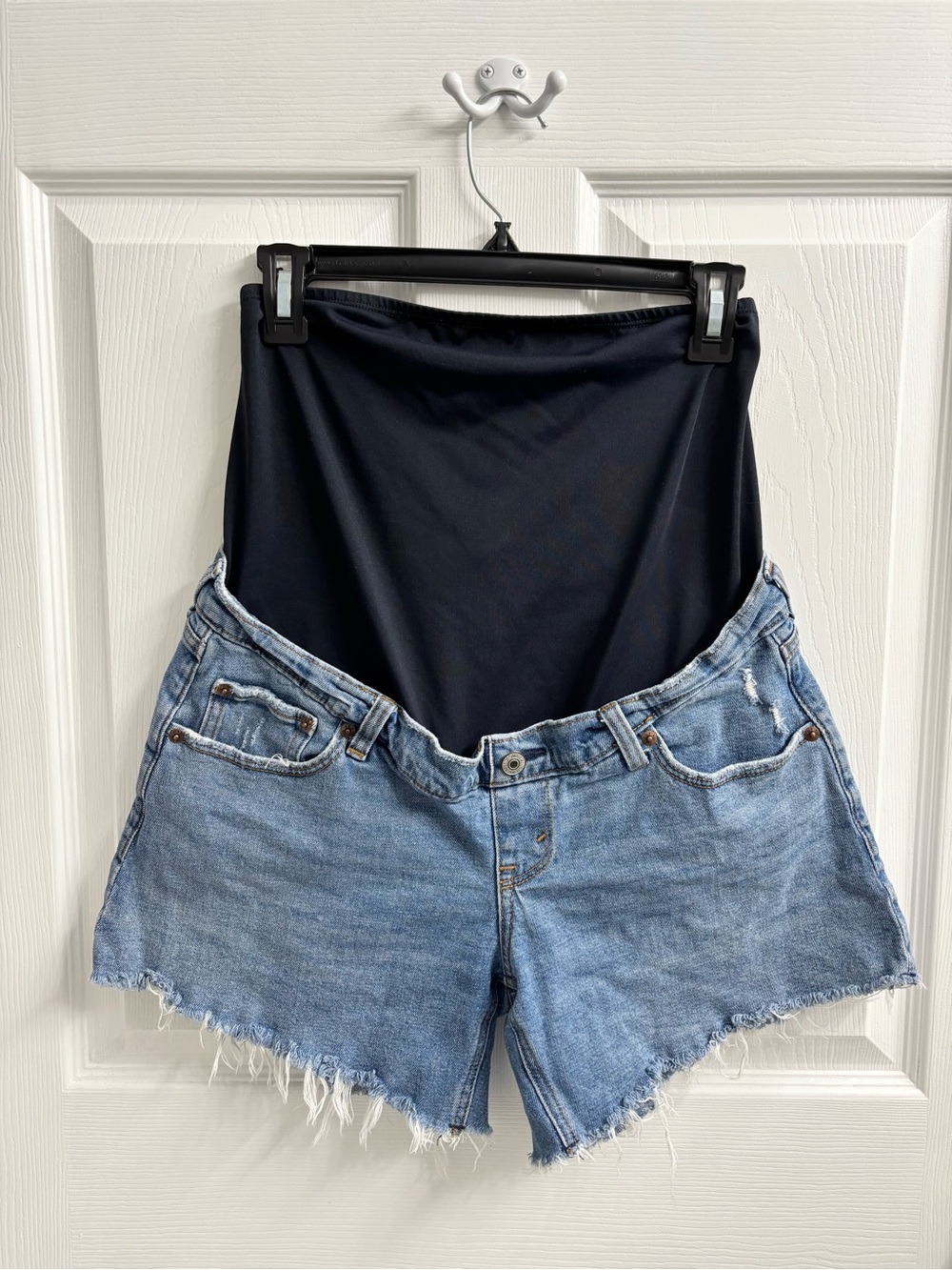 Abercrombie & Fitch Maternity Dad Jean Shorts 27 Over Belly Waistband Cutoff